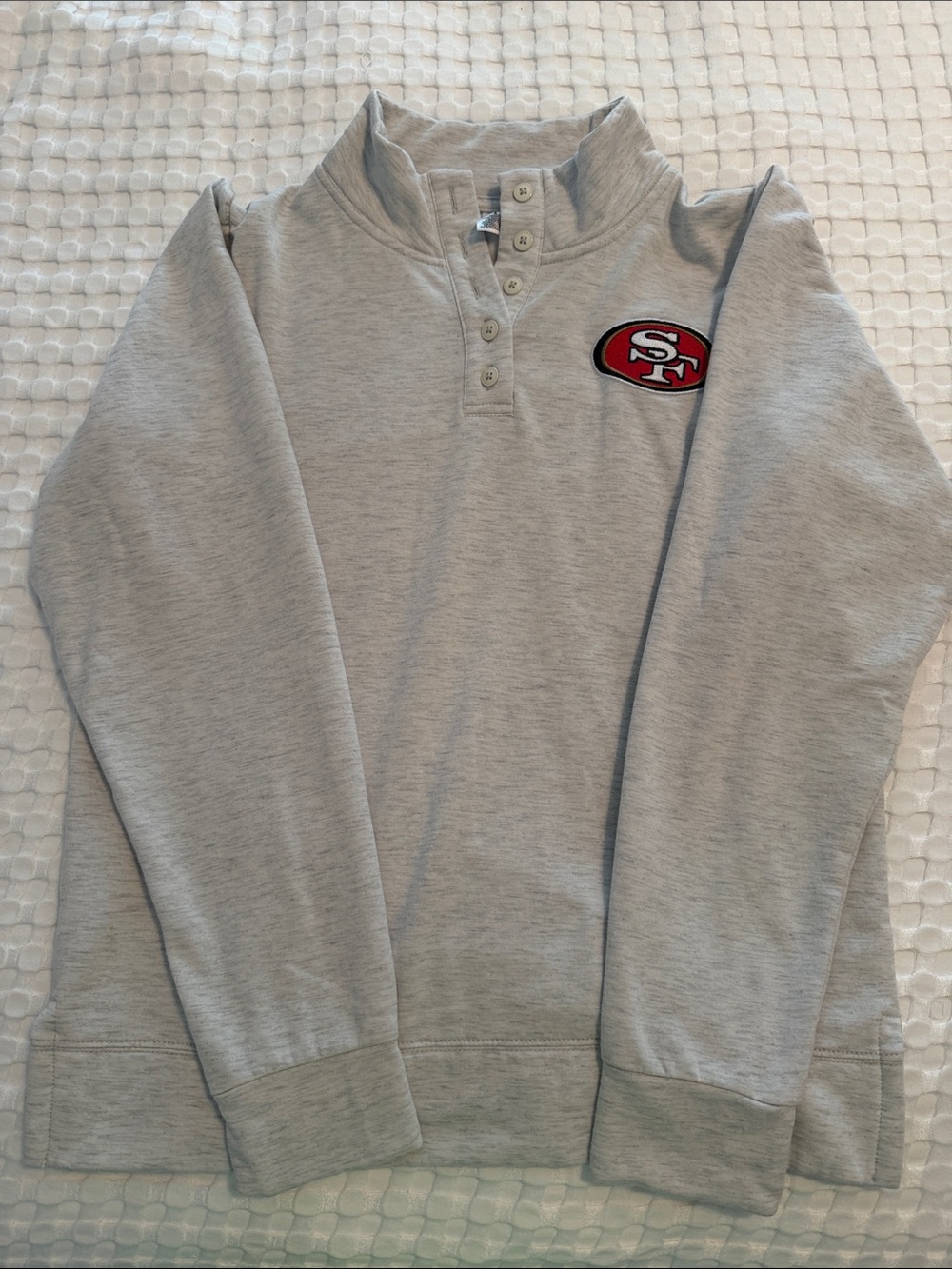 NFL Youth Light Gray Pullover with Red SF Logo